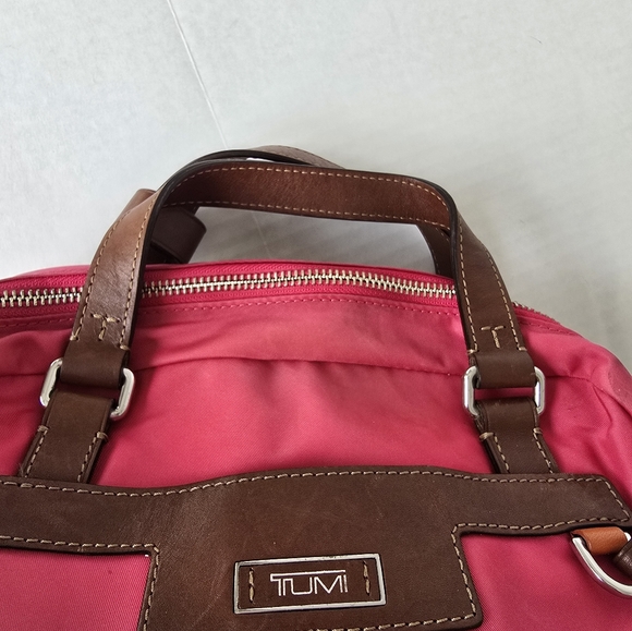 Tumi Pink and Brown Women's Backpack Y2K Vintage 90s - Picture 15 of 16